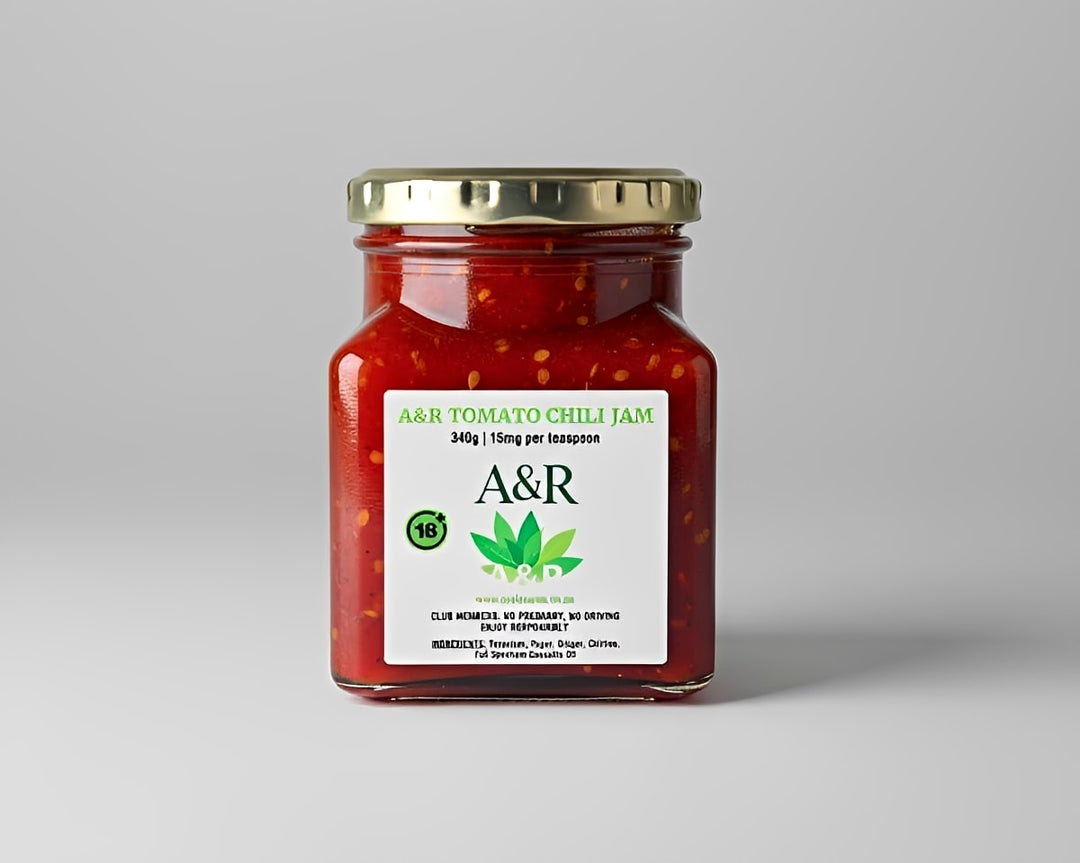 A&R tomato chilli jam jar featuring a gourmet infused-style condiment with rich flavor and premium ingredients